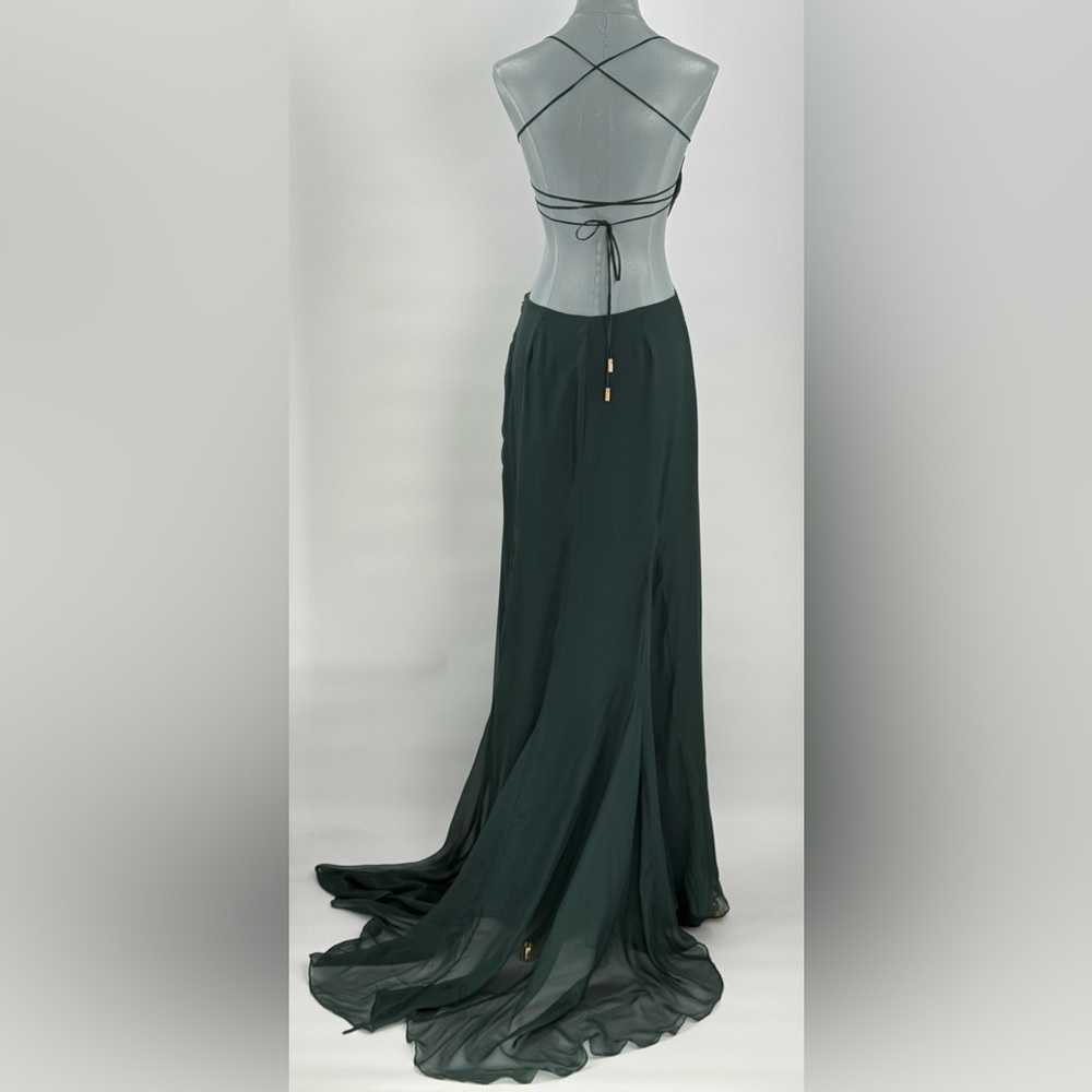 🆕 CULT GAIA 🧿 NWOT Aphea Silk Cut Out Backless Dress, Forest Green - Sz US 4 - Picture 6 of 16